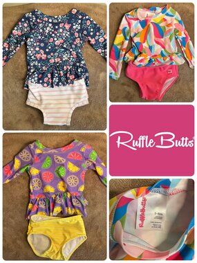 x3 Rufflebutts Baby Swim Set, UPF 50+, 3-6 months